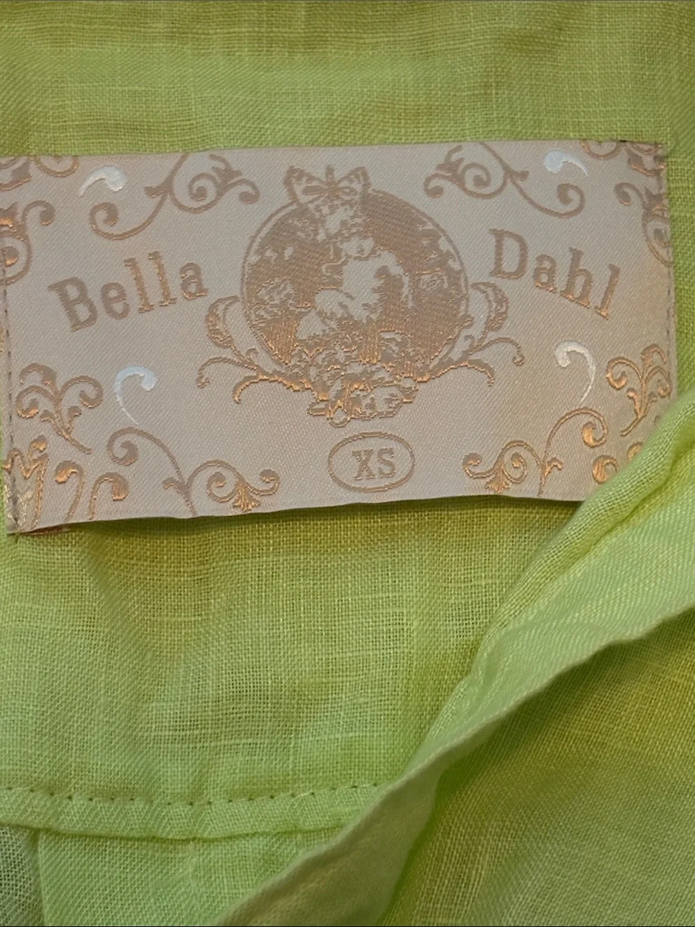 Bella Dahl 100% Linen Pastel Green Shirt 3/4 Roll Tab Sleeves Tunic XS